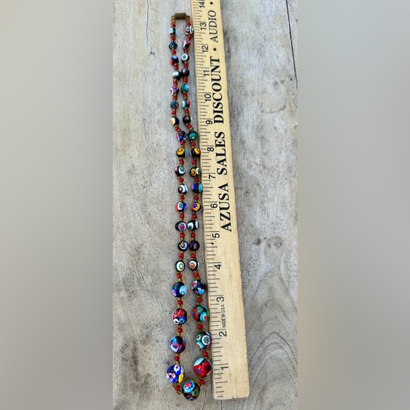 VINTAGE ITALIAN MURANO VENETIAN MILLEFIORI MORETTI GLASS BEAD NECKLACE - Picture 4 of 16
